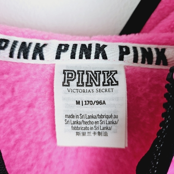 PINK Victoria's Secret Pink 1/4 Zip Hooded Fleece Sweatshirt, size Medium - Picture 3 of 10